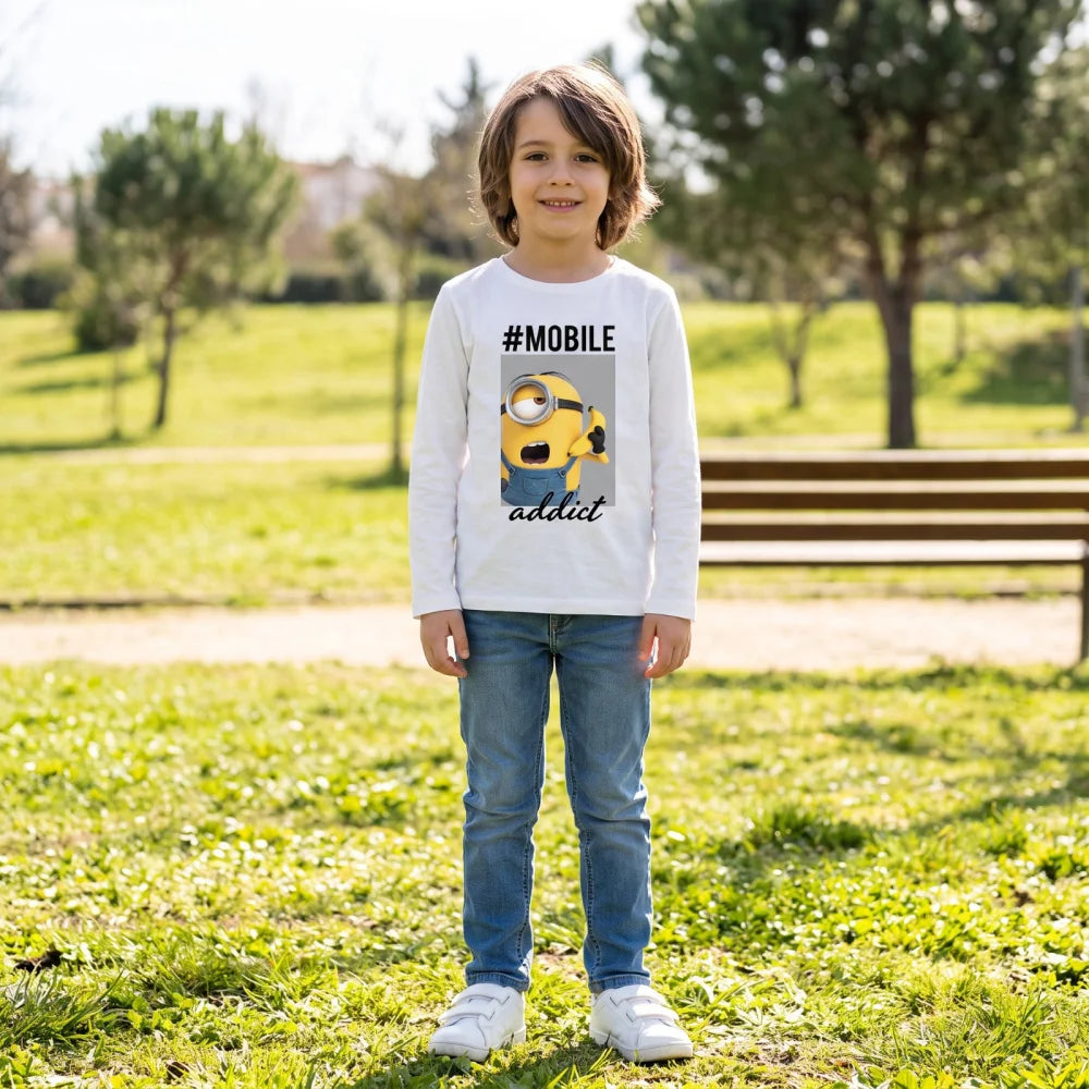Print-Shirt Minions Kinder Mädchen T-Shirt Langarm Shirt 100% Baumwolle - WS-Trend.de
