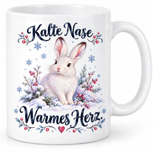 Schneehase Wintertasse mit Spruch Keramik 330 ml Geschenk fuer Freunde - WS-Trend.de