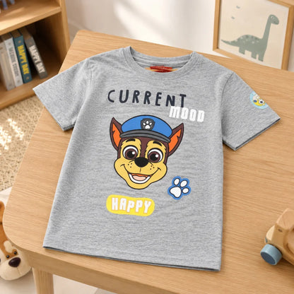Print-Shirt PAW PATROL Chase Jungen T-Shirt kurzarm 98–128 Baumwolle Grau/Weiß - WS-Trend.de