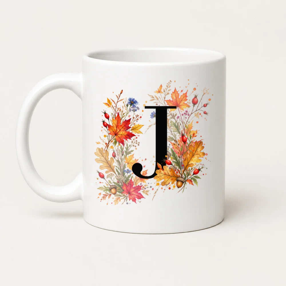 Herbst Tasse A-Z Buchstaben 325 ml Keramik Geschenkidee personalisiert - WS-Trend.de