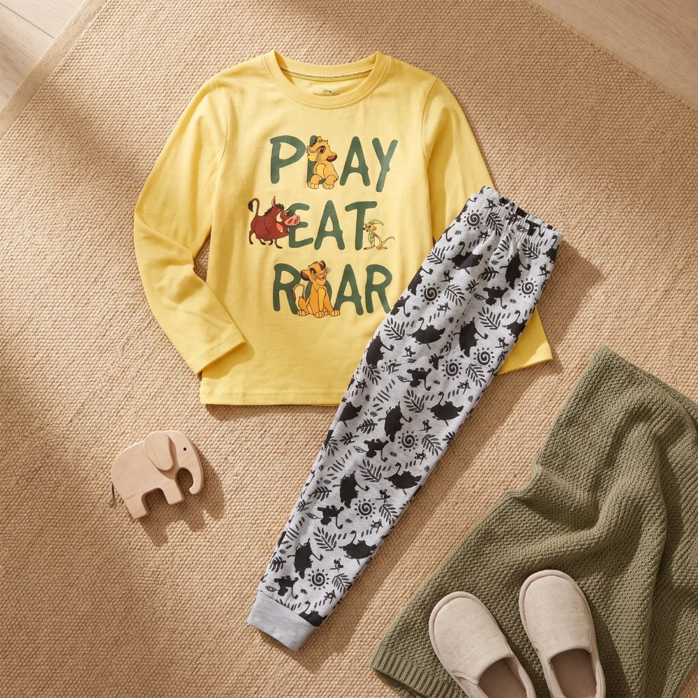 König Der Löwen Simba Kinder Jungen langarm Schlafanzug Pyjama Gr. 98-128 - WS-Trend.de