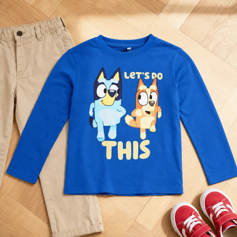 Bluey Bingo Kinder Langarmshirt langarm Shirt Gr. 92-116 Baumwolle - WS-Trend.de