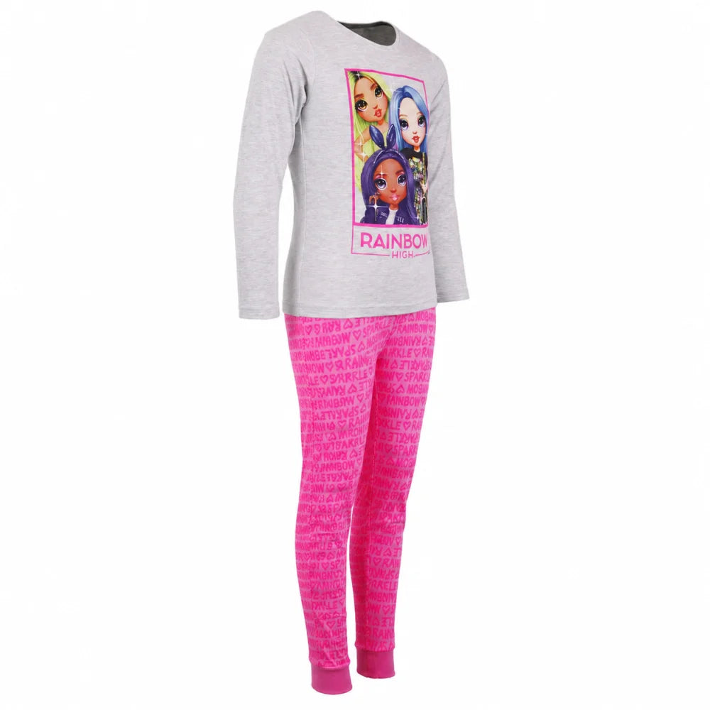 Rainbow High Mädchen Kinder Langarm-Schlafanzug Pyjama 98–110 Baumwolle - WS-Trend.de