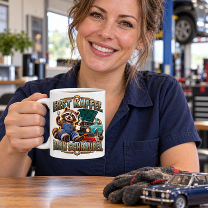 Auto Tasse Spruch Keramik 330 ml Geschenk für Autofan beidseitig Druck
