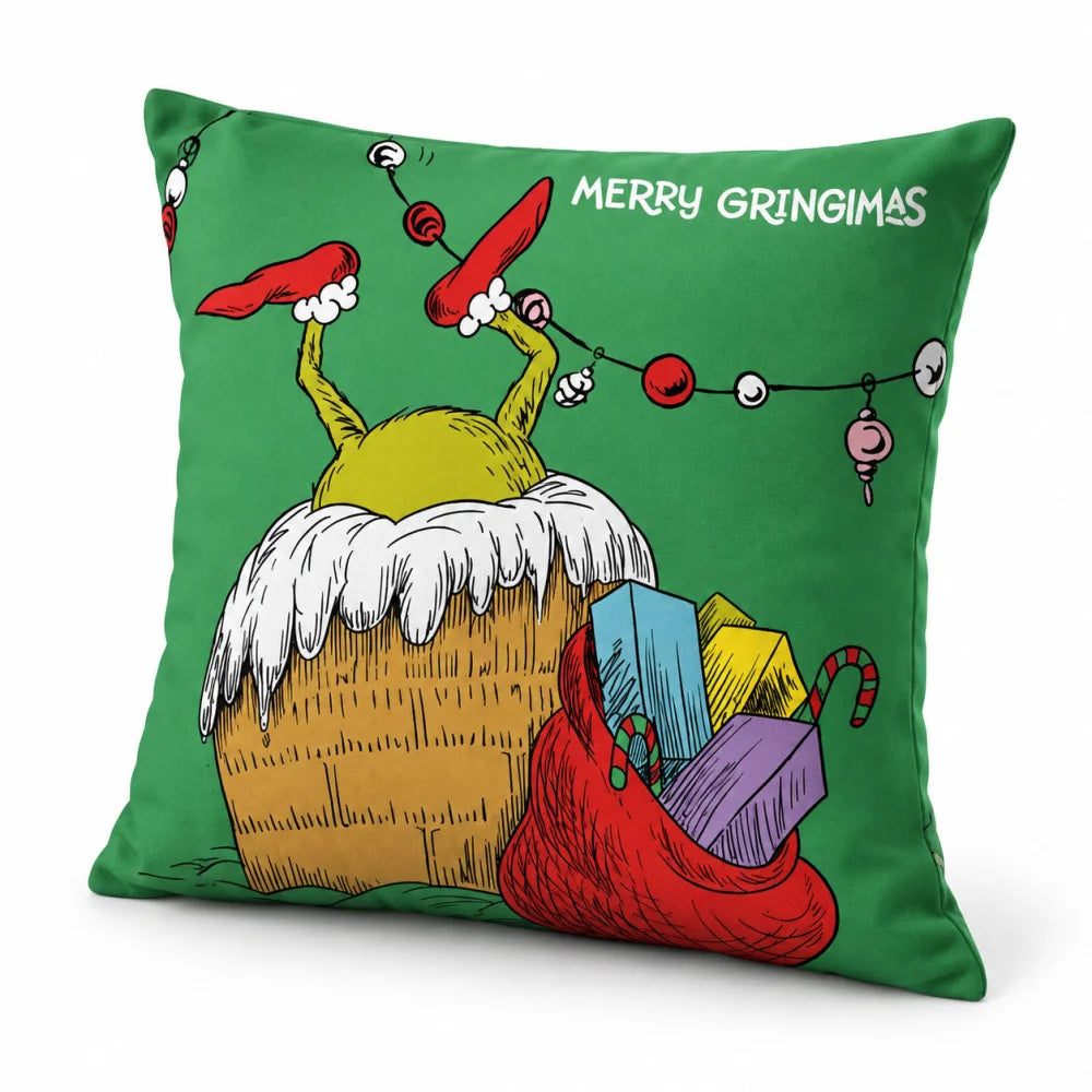 Der Grinch Weihnachts-Wendekissen 40x40x7 cm Grün - WS-Trend.de