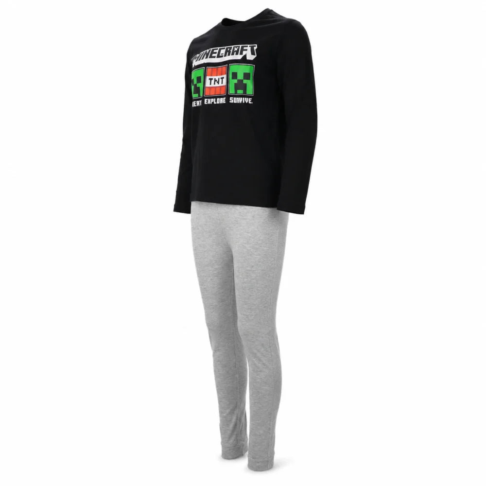 Schlafanzug Minecraft Creeper Gamer Jungen Kinder lang Pyjama - WS-Trend.de