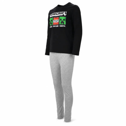 Schlafanzug Minecraft Creeper Gamer Jungen Kinder lang Pyjama - WS-Trend.de