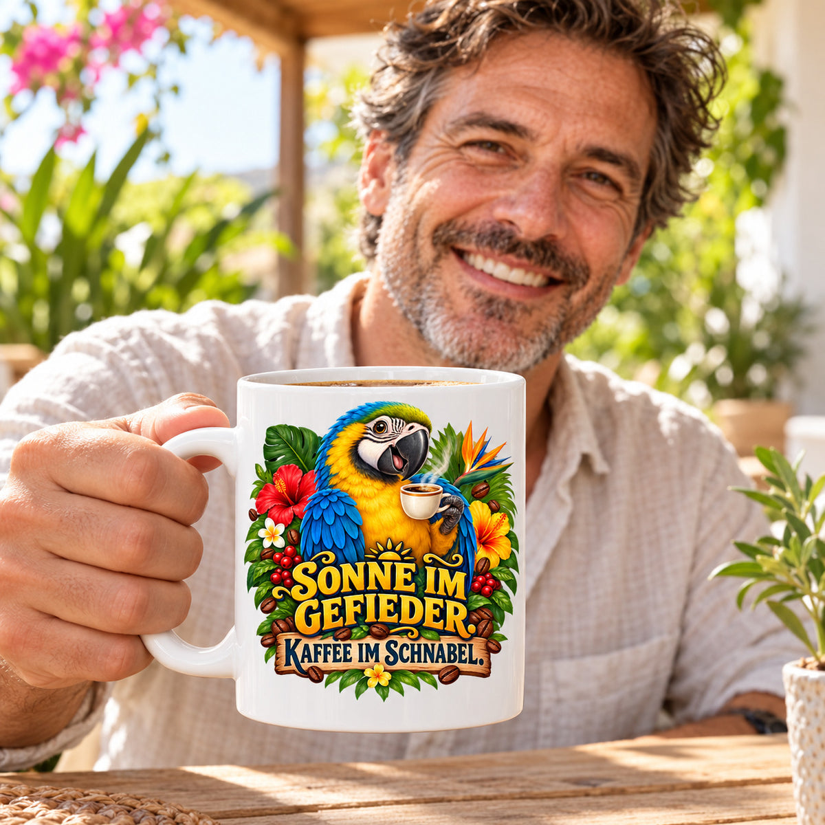 Brasilien Tasse Keramik 330 ml Spruch Geschenk Kaffee Urlaub Tiermotiv