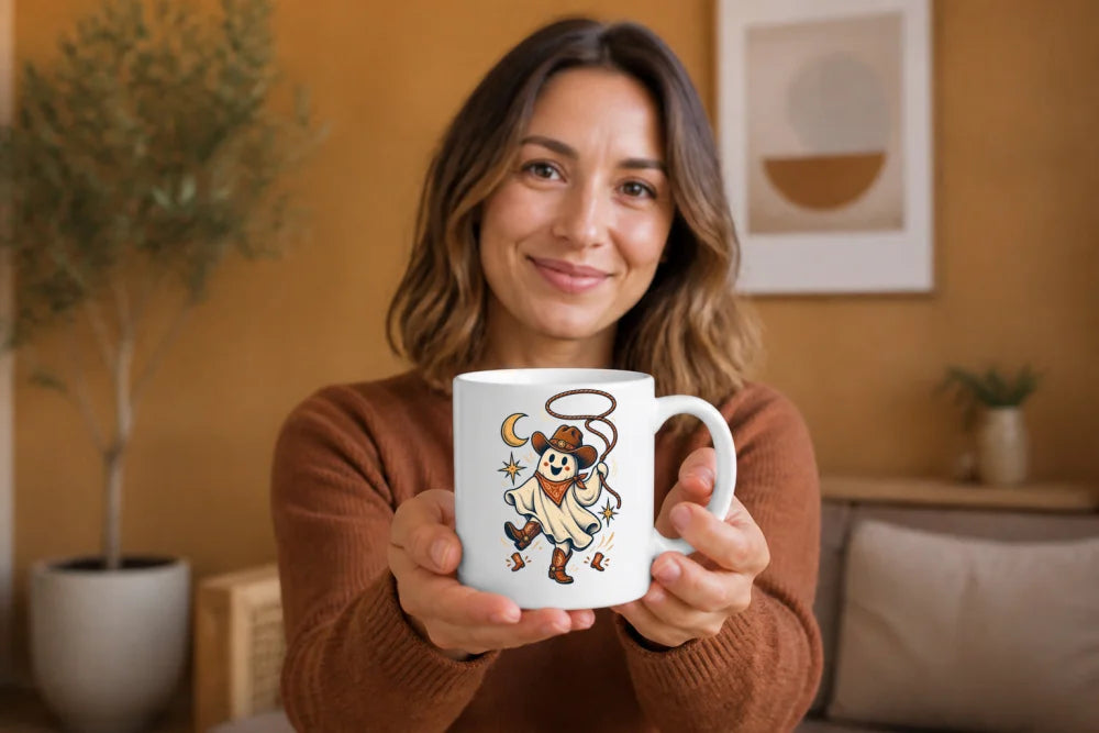 Halloween Tasse Ghost Rodeo 325 ml Keramik Western Geschenk - WS-Trend.de