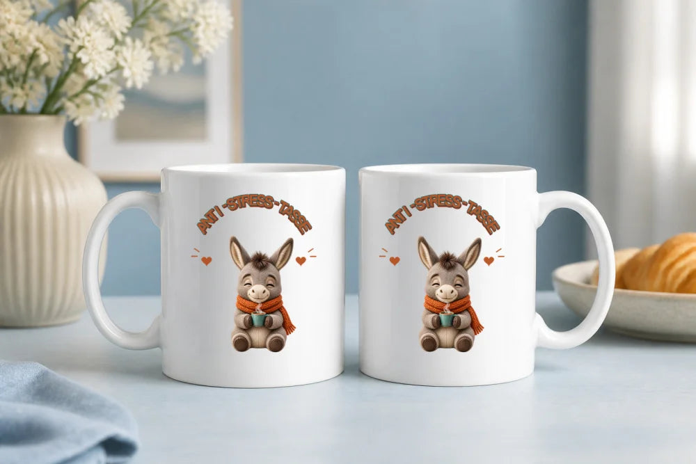 Anti-Stress-Tasse Esel 325 ml Keramik Kaffeebecher Geschenk - WS-Trend.de