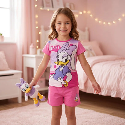 Disney Daisy Duck Kinder Mädchen Sommerset Shorts plus T-Shirt 98-128 Rosa Pink - WS-Trend.de
