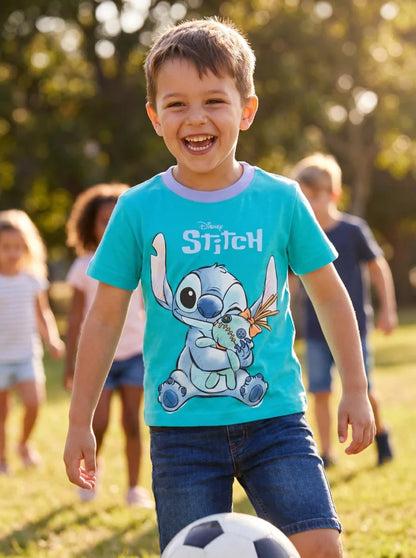 Disney Stitch Kinder Jungen T-Shirt Kurzarm Shirt Gr. 98 bis 128 Baumwolle - WS-Trend.de