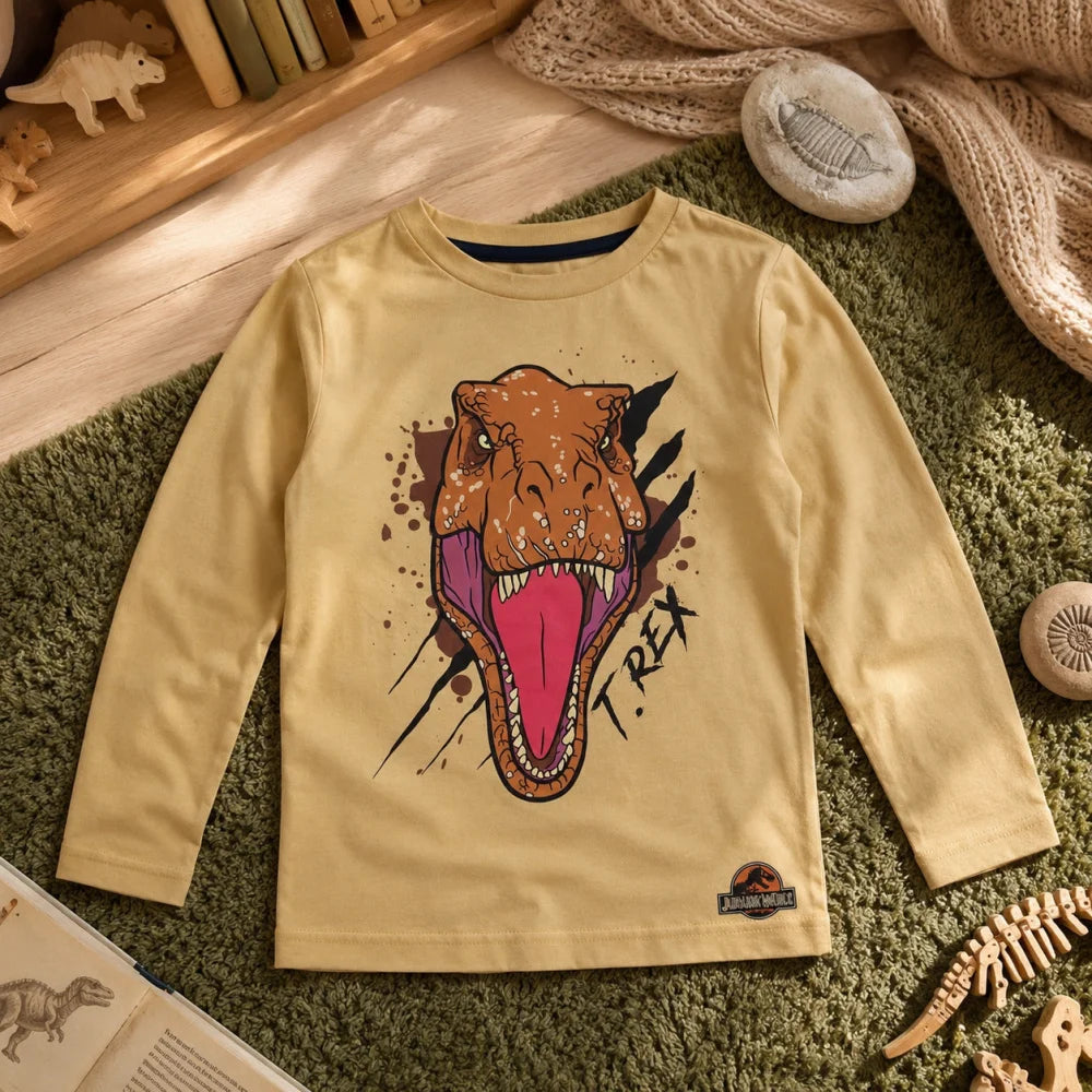 Print-Shirt Jurassic World T-Rex Kinder Jungen langarm Shirt Langarmshirt - WS-Trend.de