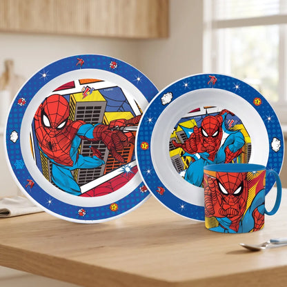 Marvel Spiderman Kinder Geschirr-Set 3 teilig Becher Teller Schüssel - WS-Trend.de