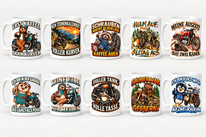 Motorrad Tasse Spruch Keramik 330ml Biker Geschenk beidseitig bedruckt