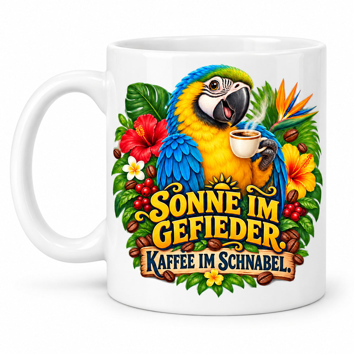 Brasilien Tasse Keramik 330 ml Spruch Geschenk Kaffee Urlaub Tiermotiv