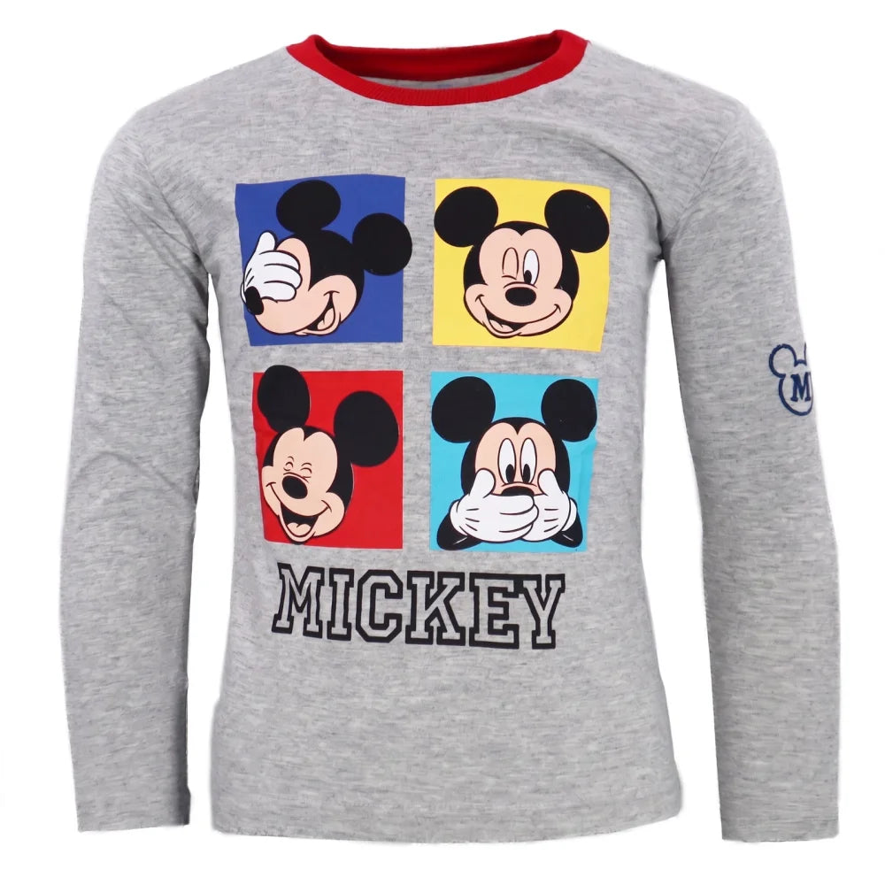 Print-Shirt Disney Mickey Maus Kinder Jungen Langarm Shirt Langarmshirt Gr. 98-128 - WS-Trend.de