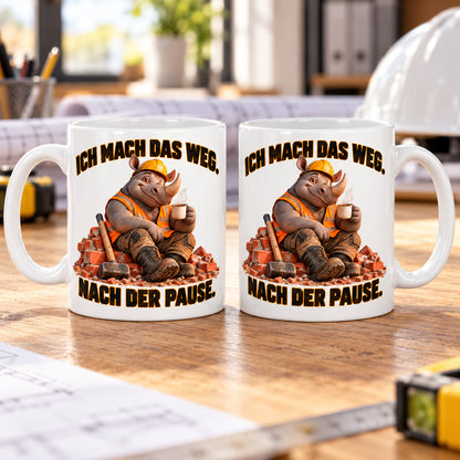 Baustellen Tasse Spruch Keramik 330 ml Geschenk Bauarbeiter beidseitig
