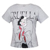 Print-Shirt Disney Disney Cruella de Vil Damen T-Shirt Kurzarm XS-M Grau Weiß Baumwolle