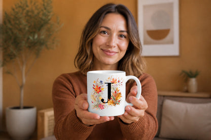 Herbst Tasse A-Z Buchstaben 325 ml Keramik Geschenkidee personalisiert