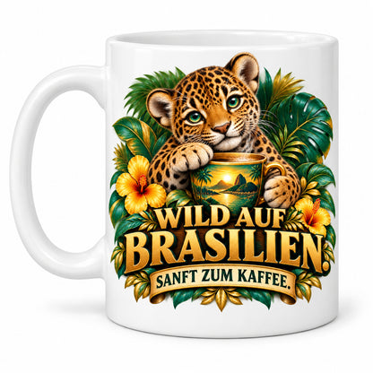 Brasilien Tasse Keramik 330 ml Spruch Geschenk Kaffee Urlaub Tiermotiv