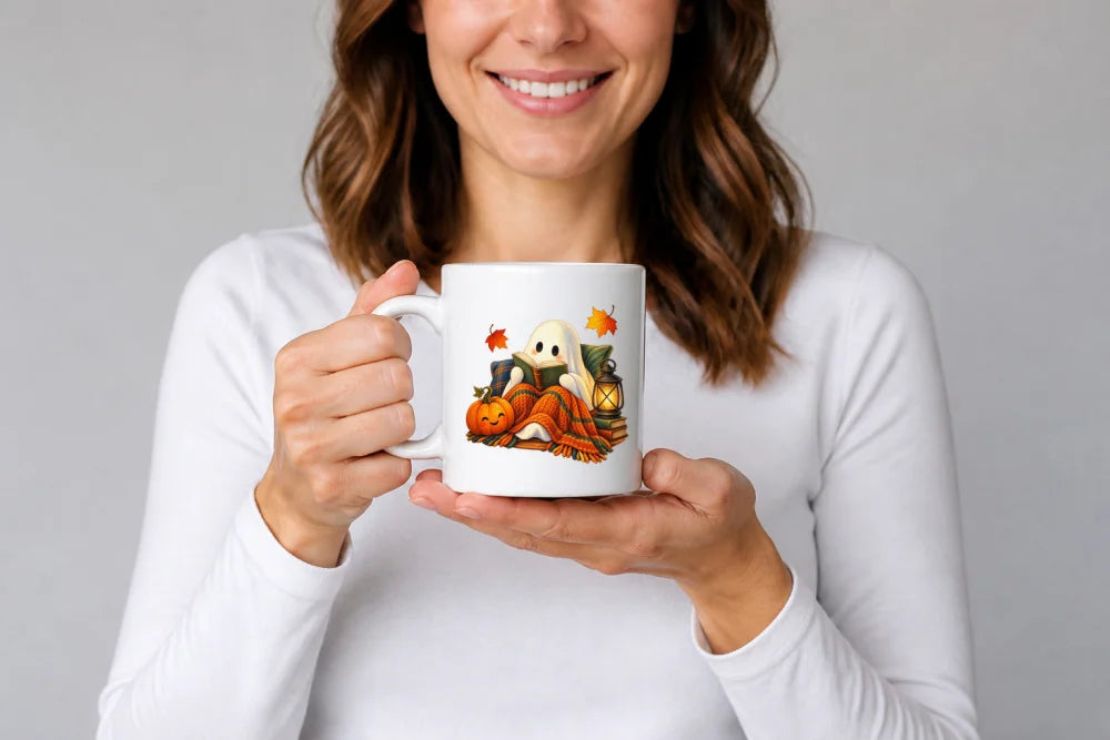 Halloween Tasse Lesegeist 325 ml Keramik Cozy Geschenkidee - WS-Trend.de