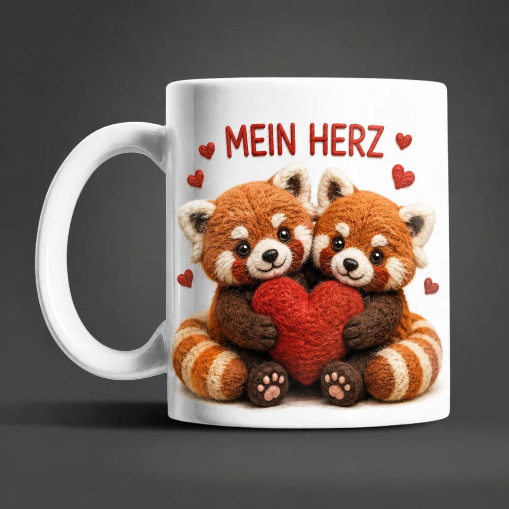 Liebestasse Tiermotiv - Kaffeetasse Geschenk fuer Partner 330 ml weiss - WS-Trend.de