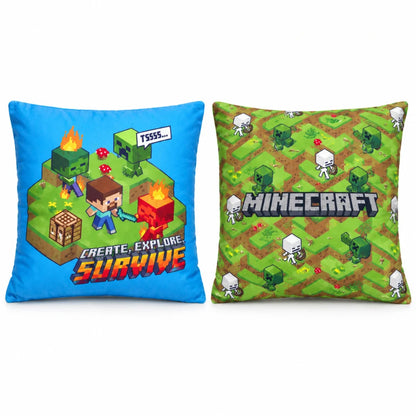 Minecraft Steve Creeper Wendekissen Polyester Blau-Grün 40x40 cm - WS-Trend.de