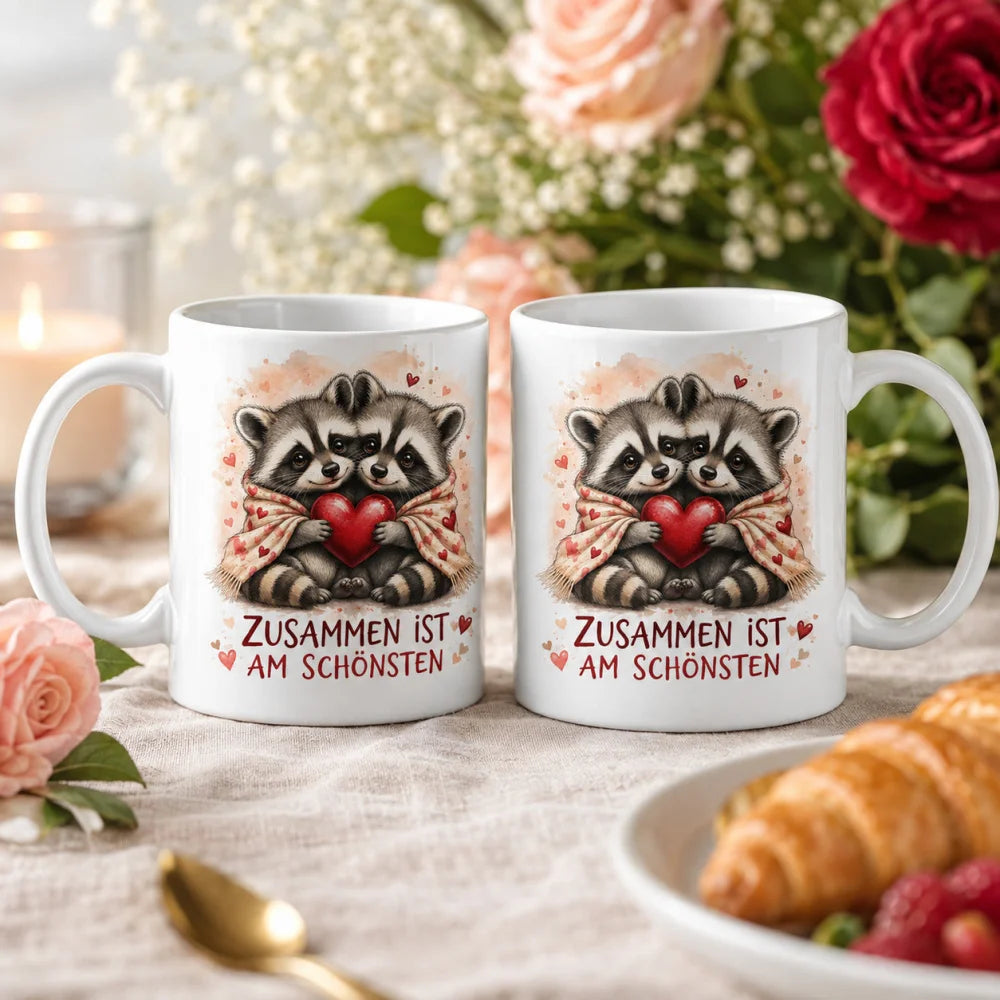 Liebestasse Tiermotiv - Kaffeetasse Geschenk fuer Partner 330 ml weiss - WS-Trend.de