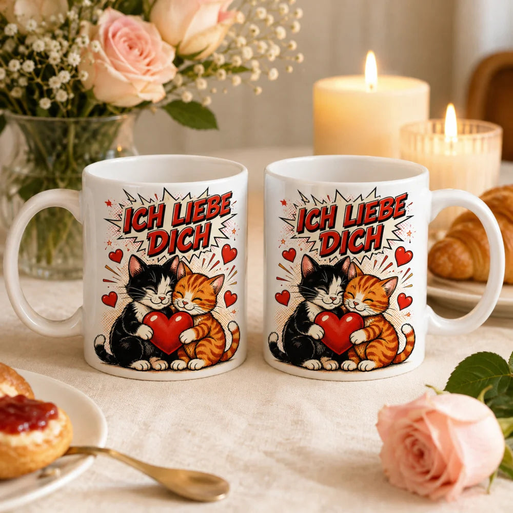 Liebestasse Tiermotiv - Kaffeetasse Geschenk fuer Partner 330 ml weiss - WS-Trend.de