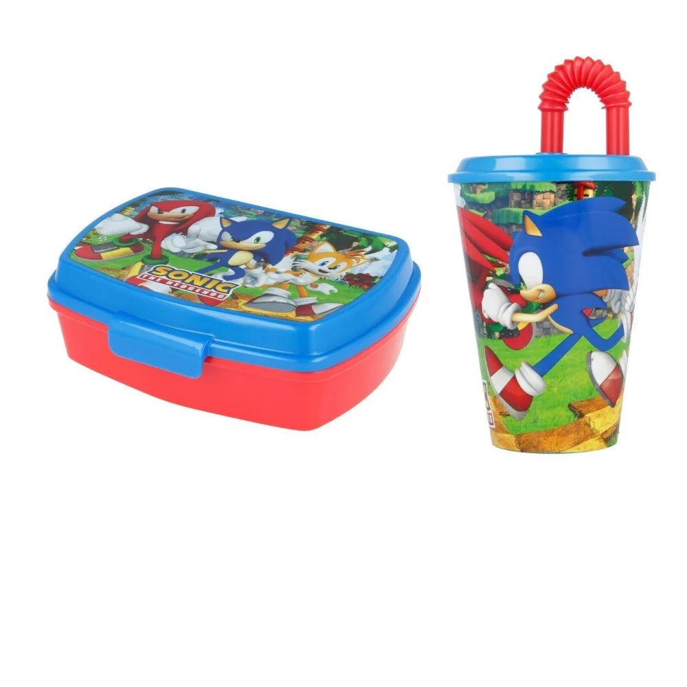 Sonic the Hedgehog 2-teiliges Lunch Set – Brotdose und Trinkbecher mit Halm - WS-Trend.de