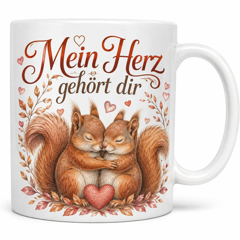 Eichhörnchen-Tasse mit Liebesspruch - Geschenk für Partner weiß 330 ml - WS-Trend.de