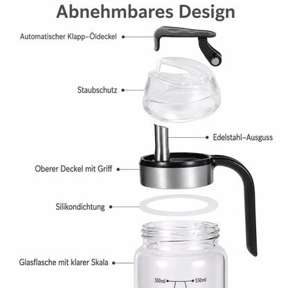 Ölspenderflasche 500 ml aus Glas – Ölspender mit Messskala Ausgießer & Griff - WS-Trend.de