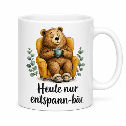 Entspann-Bär Tasse - Geschenkidee mit Spruch - weiß aus Keramik 330 ml - WS-Trend.de