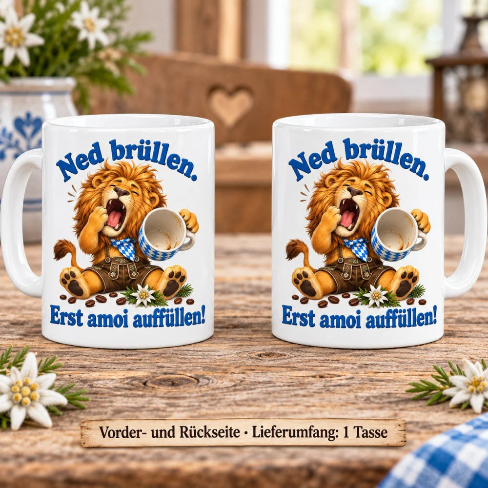 WS-Trend Löwe Tasse mit bayerischem Spruch Keramik 330 ml Geschenkidee - WS-Trend.de