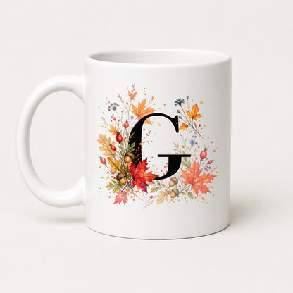 Herbst Tasse A-Z Buchstaben 325 ml Keramik Geschenkidee personalisiert