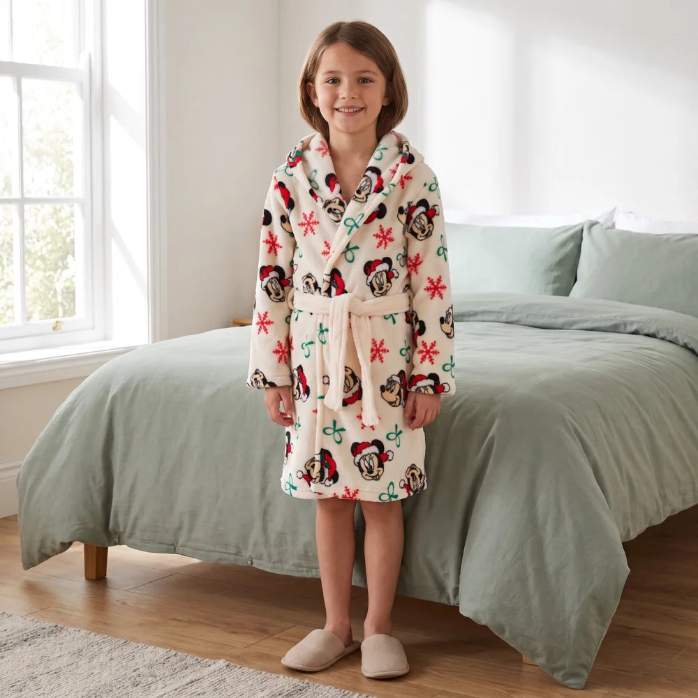 Disney Mickey & Minnie Maus Kinder Coral-Fleece Bademantel Weihnachten Gr. 98–128 - WS-Trend.de