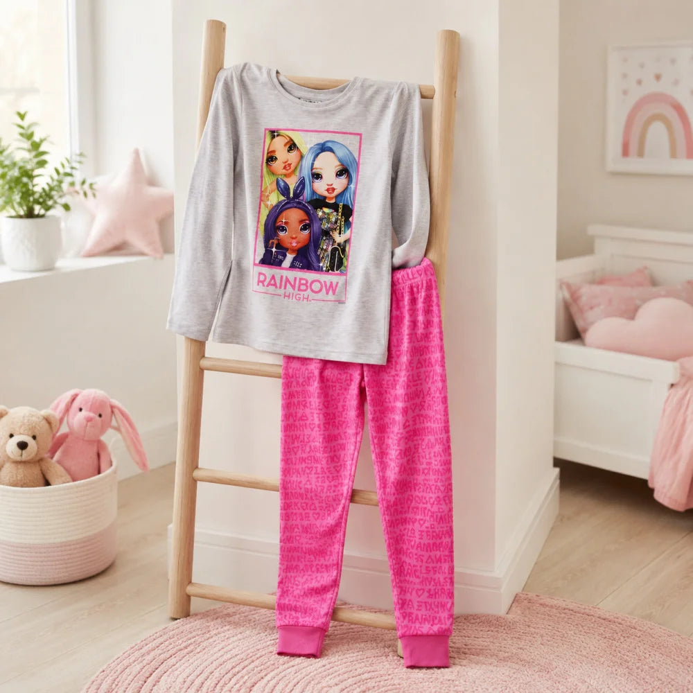Rainbow High Mädchen Kinder Langarm-Schlafanzug Pyjama 98–110 Baumwolle - WS-Trend.de