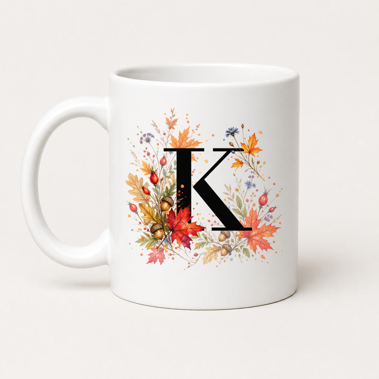 Herbst Tasse A-Z Buchstaben 325 ml Keramik Geschenkidee personalisiert