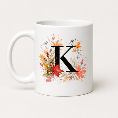 Herbst Tasse A-Z Buchstaben 325 ml Keramik Geschenkidee personalisiert
