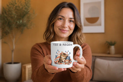 Tee & Regen Katze Tasse – gemütlicher Keramikbecher 325 ml - WS-Trend.de