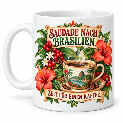 Brasilien Tasse Keramik 330 ml Spruch Geschenk Kaffee Urlaub Tiermotiv