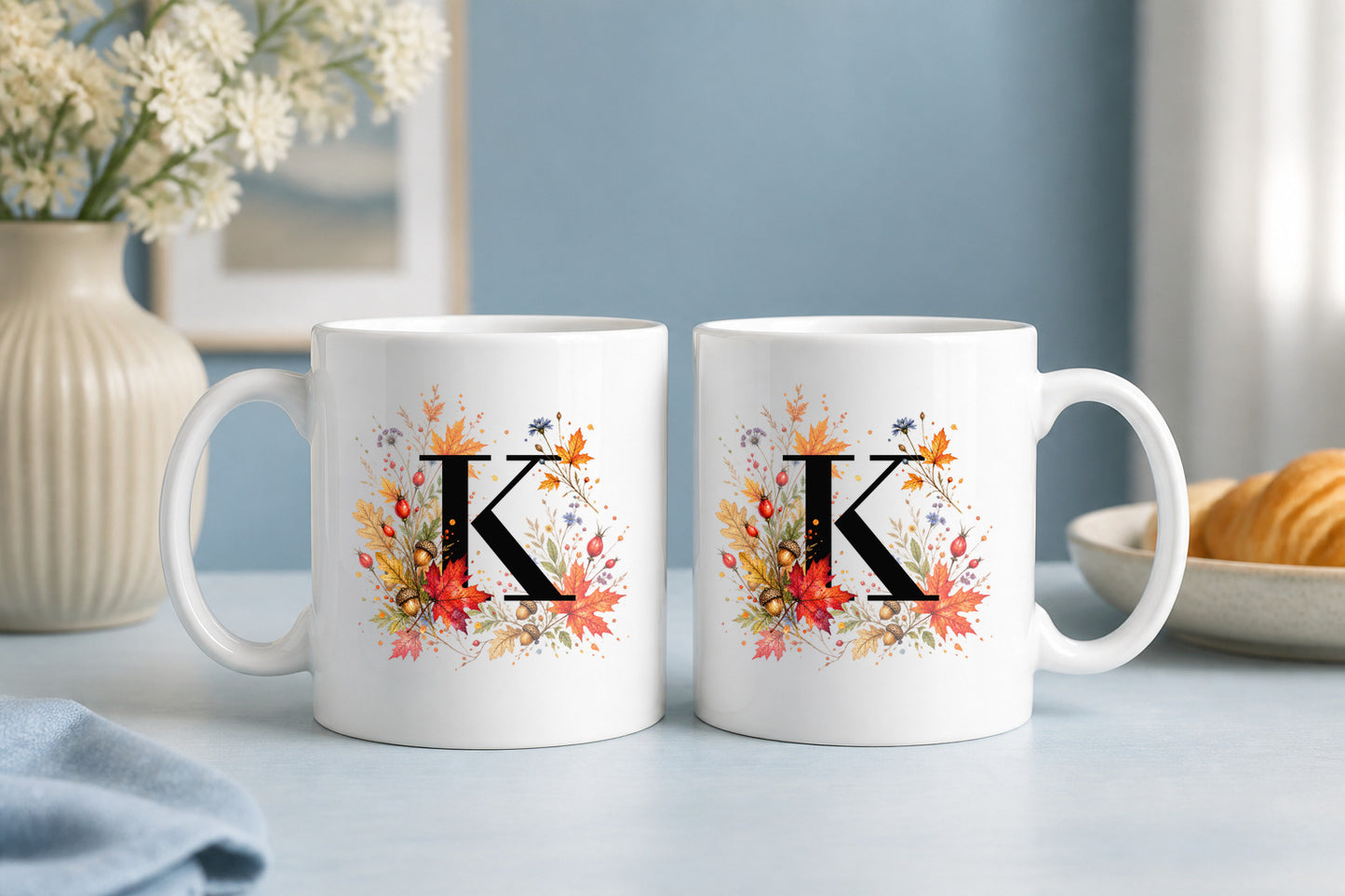 Herbst Tasse A-Z Buchstaben 325 ml Keramik Geschenkidee personalisiert