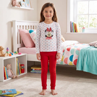 Schlafanzug Disney Minnie Maus Mädchen Kinder Pyjama lang - WS-Trend.de