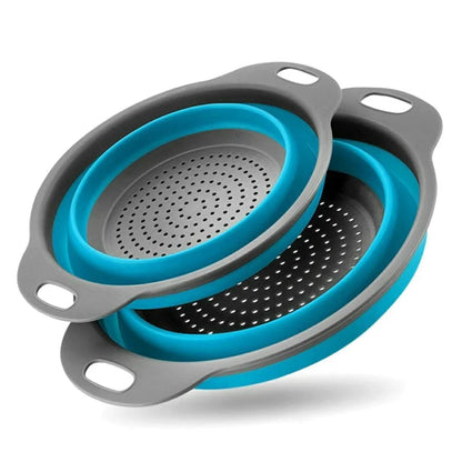 Nudelsieb WS-Trend Faltbare Silikonsiebe 2er-Set 19/23 cm Küchensieb Graublau - WS-Trend.de