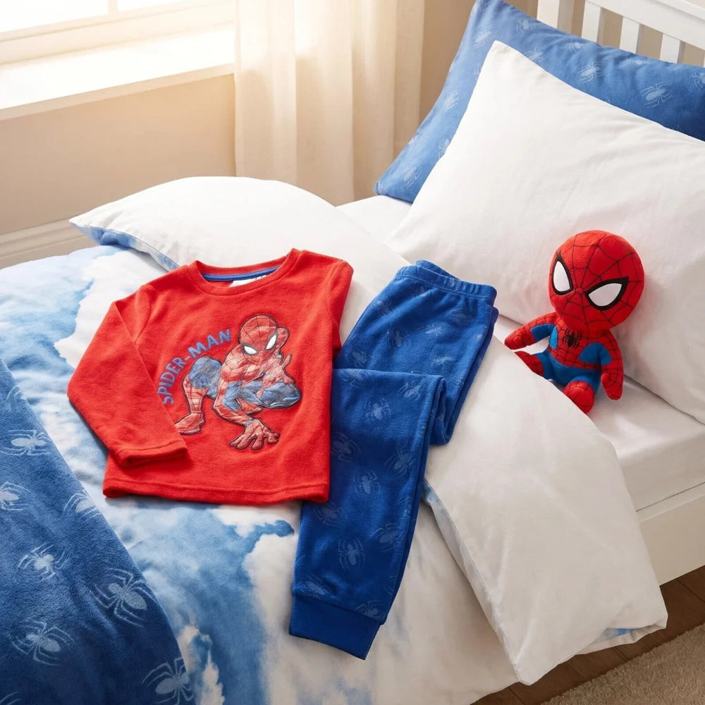 Schlafanzug MARVEL Spiderman Kinder Velour Pyjama Shirt Hose Gr. 92-98 - WS-Trend.de