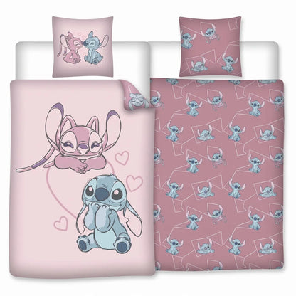 Disney Stitch und Angel Flanell-Bettwäsche 135-140x200 + 65x65 cm - WS-Trend.de