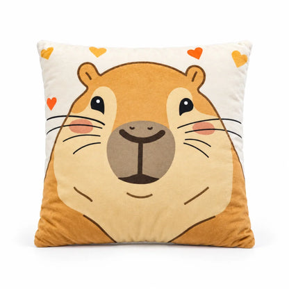 Capibara Velours-Dekokissen mit Herzen 35x35x5 cm - WS-Trend.de