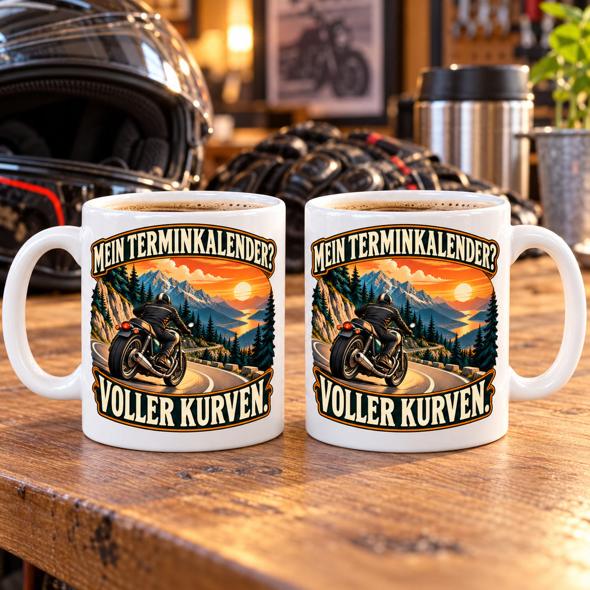 Motorrad Tasse Spruch Keramik 330ml Biker Geschenk beidseitig bedruckt