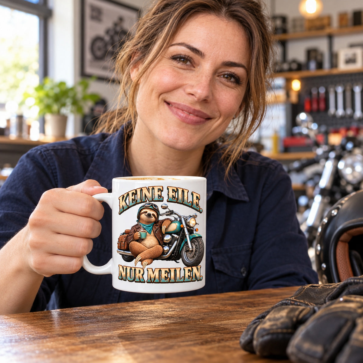 Motorrad Tasse Spruch Keramik 330ml Biker Geschenk beidseitig bedruckt